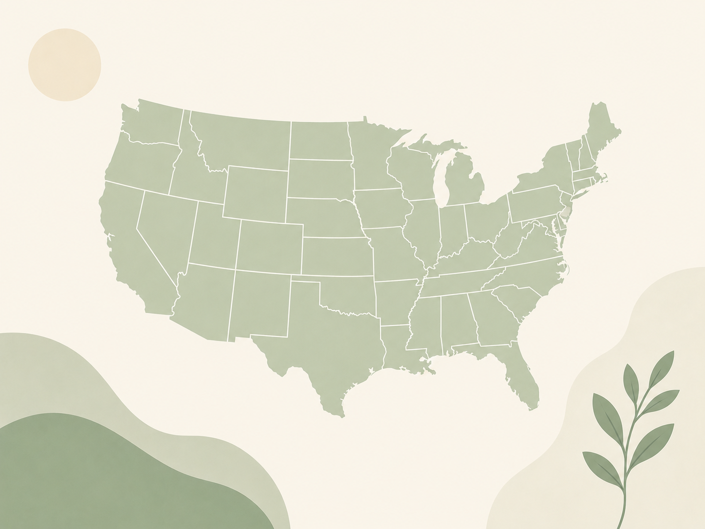 Illustrated map of the United States with a 4-H clover